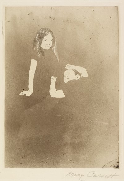 Twee kinderen op het gras, ca. 1887 door Mary Cassatt